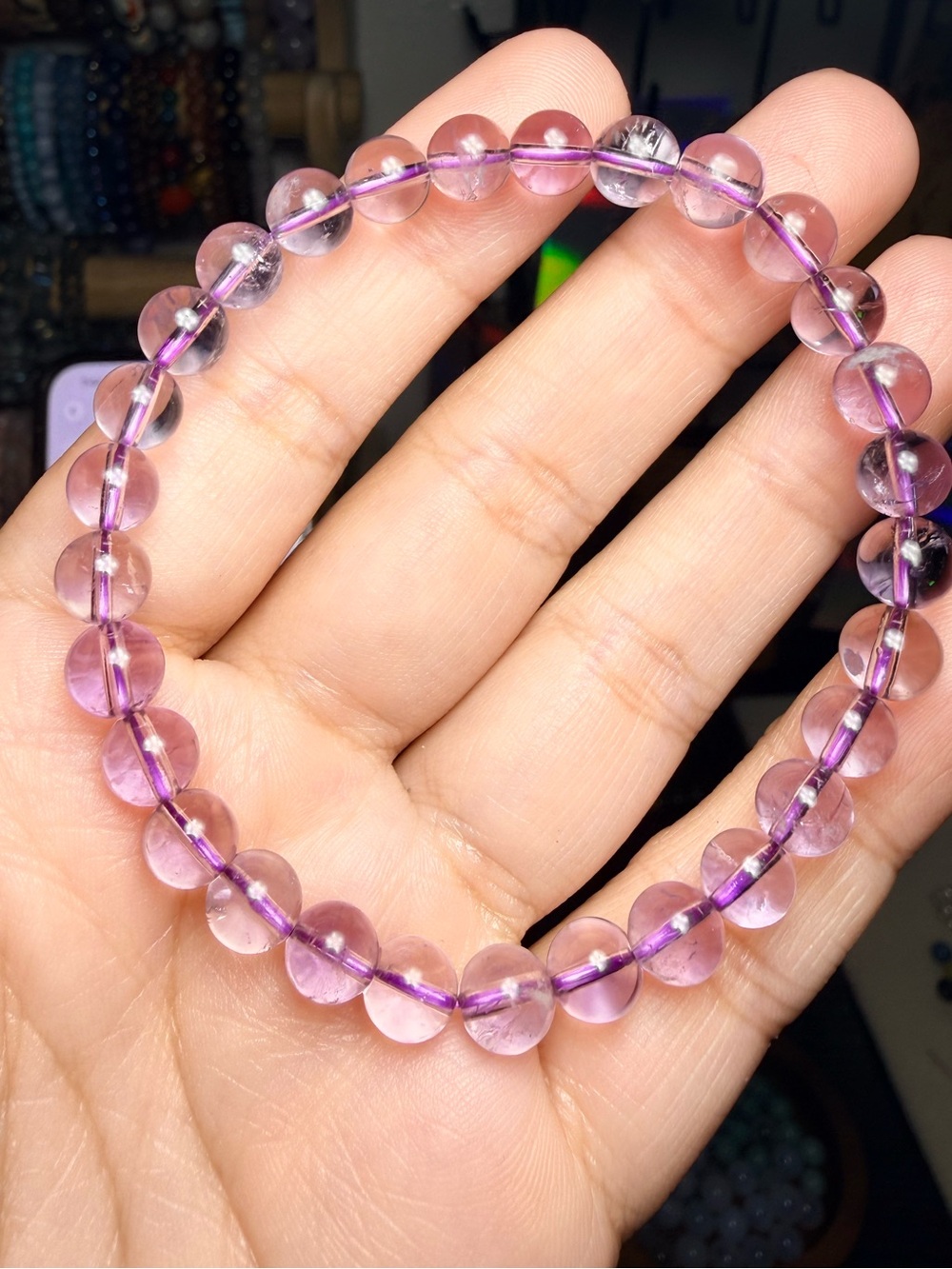 High Quality Clear Amethyst Bracelet 6mm Gemstone